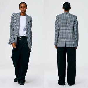 NEW TIBI $695 Gingham Suiting Men's Blazer with back zipper detail